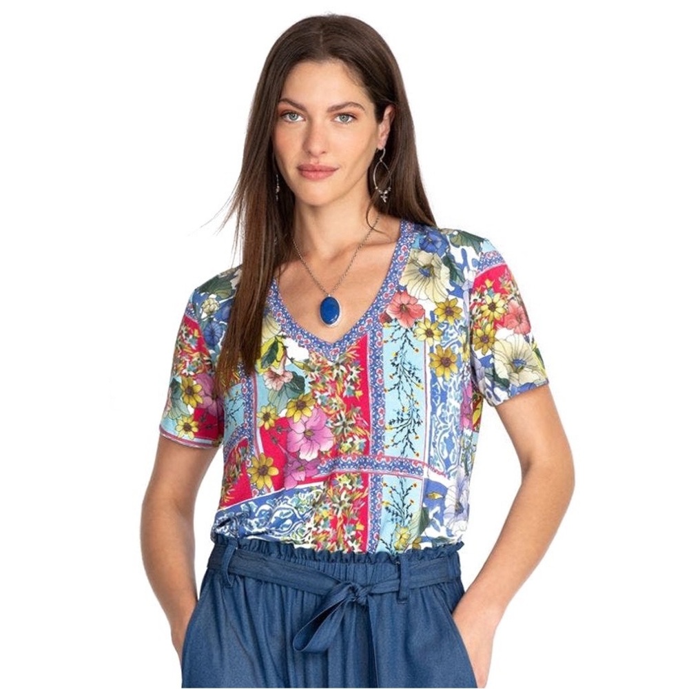Johnny Was | Midsummer Favorite Short Sleeve V-Neck Swing Tee Size S